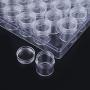 Small Containers, 30 pcs Clear Plastic Jewelry Bead Storage Small Round Container Jars with Rectangle Box-Top Lids-Fit Lip Balm, Make Up Powder, Eyeshadow Pigments, Lotion, Creams, Lip Gloss, Samples,