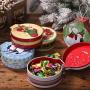 Amosfun Christmas Cookie Tins Round Bump Christmas Tree Pattern Christmas Tin Box Gift Box for Xmas Party