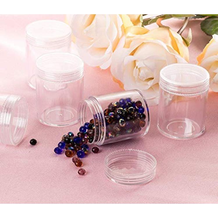 8 Ounce Clear Plastic Jars with Rose Gold Lids - Refillable Round