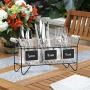 Glass Kitchen Utensil Holder Set - 3 Clear Silverware Jars In Black Metal Caddy With handles and Chalkboard Tags - Organization and Storage Flatware & Cutlery Serving Set Ideal For Kitchen Countertop,