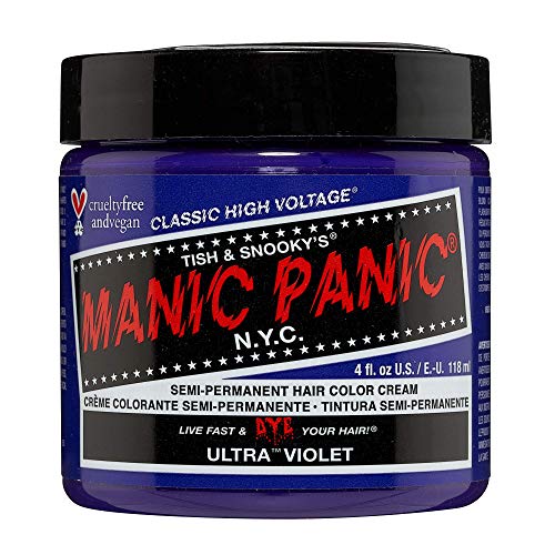 Manic Panic Ultra Violet Haarfarbe – Klassische High Voltage – Halbpermanente Haarfarbe – Kühle, Blaustichviolette Nuance – Vegan, PPD & Ammoniakfrei – Für die Haarfarbe von Damen & Herren