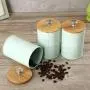 3Pcs Tea Coffee Sugar Storage Jars Food Storage Iron Jars Moisture-proof fresh green wood lid Cover Candy Bottles Can Kitchen 3Pcs Tea Coffee Sugar Storage Jars Food Storage Iron Jars Moisture-proof fresh green wood lid Cover Candy Bottles Can Kitchen
