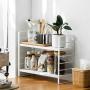 HFREOI 2-Tier Countertop Rack, Tabletop Storage Organizer Shelf Holder for Jars Bottle Bathroom Cans Foods Spice Height-Adjustable, White