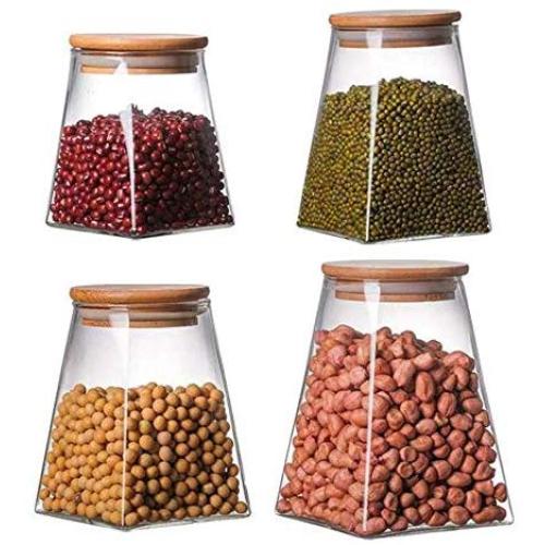 Glass Sealed Jars, Kitchen Household Grain Containers, Storage Spices/Oatmeal/Beans/Coffee Beans