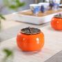 Shape Persimmon Tea Box Creative Porcelain Tea Storage Jar Small Green Tea Sealed Cans Portable Food Canister Spice Storage Tank Condiment bottles (Color : Persimmon box)