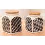 FUYU Ceramic Food Sealed Storage Tank with Bamboo Lid Seasoning Jars Snack Tank