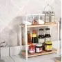 Geräumige 2-stufige Küchen-Gewürzregal/Stehregal/Küchen-Bad-Schlafzimmer-Schreibtisch-Aufbewahrungsregal Gewürzbehälter Regalhalterregal