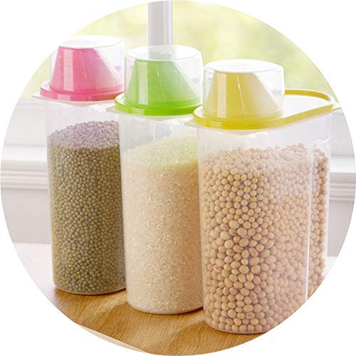 Plastic Food Kitchen Container Sealed Crisper Grains Tank Storage Kitchen Sorting Rice Storage Box Container Jars,Yellow,2.5L