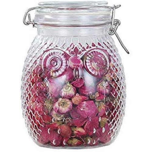 Danmu 1Pc Leak-Proof Owl Pattern Glass Jars Food Storage Jars Glass Canister Storage Jar Trigger Airtight Lids Tea Coffee Bean Jar Cookies Flour Sugar Candy Spice Container 37oz