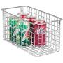 mDesign Farmhouse Decor Metal Wire Food Storage Organizer, Bin Basket with Handles for Kitchen Cabinets, Pantry, Bathroom, Laundry Room, Closets, Garage - 12" x 6" x 6" - 8 Pack - Chrome
