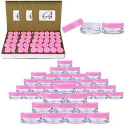 Beauticom 3G/3ML Round Clear Jars with Pink Lids for Small Jewelry, Holding/Mixing Paints, Art Accessories and Other Craft Supplies - BPA Free (Quantity: 200 Pieces)