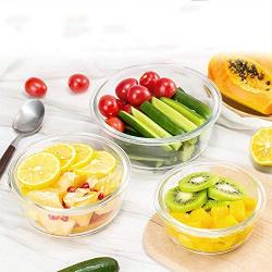 Kitchen Food Storage Jar Airtight Food Storage Glass Food Storage Container (Set Of 3) No BPA Round Glass Bowl Can Use Microwave Oven Refrigerator Dishwasher Salad Lunch Picnic (Color : Clear)