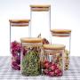 BESTONZON Clear Glass Jar Food Storage Container with Wooden Lid for Loose Tea, Coffee Bean, Sugar, Salt