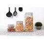 ComSaf 3er Glasbehälter Set mit Deckeln 17/34/78oz Lebensmittel-Aufbewahrungsbehälter – Aufbewahrungsbehälter mit Klarer Konservierungsdichtungs-Metallclip Befestigung für Küche, Essig, Nudeln, Zucker, Bohnen, Gewürze