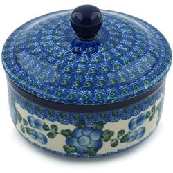 Polish Pottery Jar with Lid 5-inch Blue Poppies