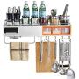 GBX Kitchen Cabinet Shelf Organiser,Shelf Racks Home Stainless Steel Shelf Wall Mounted Punch Free Kitchenware Pendant Spice Jar Tool Supplies Storage Rack Multi Functional Design,80 cm