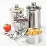 Beautiful Canisters Sets for the Kitchen Counter, Small Sized, 4-Piece Stainless Steel with Glass Lids and 20 ml Measuring Scoop - SilverOnyx Tea Coffee Sugar Canisters - 4pc Glass Lids