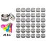 Nellam Magnetic Spice Jars - Kitchen Storage Containers Pantry Rack Organizer - Stainless Steel Airtight Tins for Stack on Fridge to Save Counter & Cupboard Space (Set of 36 PCS - Gray)