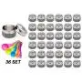 Nellam Magnetic Spice Jars - Kitchen Storage Containers Pantry Rack Organizer - Stainless Steel Airtight Tins for Stack on Fridge to Save Counter & Cupboard Space (Set of 36 PCS - Gray)