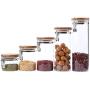 AUYE Glass Storage Jar,Coffee Bean & Kitchen food Container With Clamp Airtight wood Lid (17-Ounce)