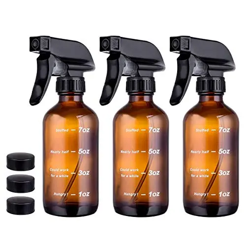 Glasprayflasche, 3er Set, klare Glasprayflaschen für Reiniger, ätherische Öle, Aromatherapie, Pflanzen, wiederbefüllbare Behälter, Sprühflasche 8 oz mit Etiketten