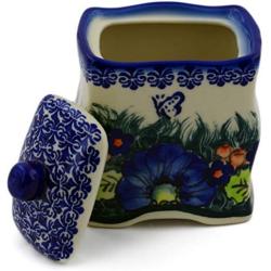 Polish Pottery 4?-inch Jar with Lid (Butterfly Splendor Theme) Signature UNIKAT + Certificate of Authenticity