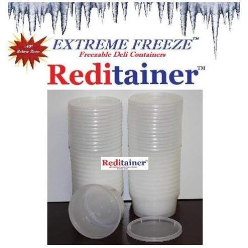 Extreme Freeze Reditainer Freezeable Deli Food Containers w/ Lids - Food Storage (12 Ounce - Package of 40)