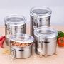 Yinpinxinmao Stainless Steel Airtight Canister Set, Food Storage Container for Kitchen Counter, Sugar, Coffee, Canister with Clear Acrylic Lid Locking Clamp S 4inch