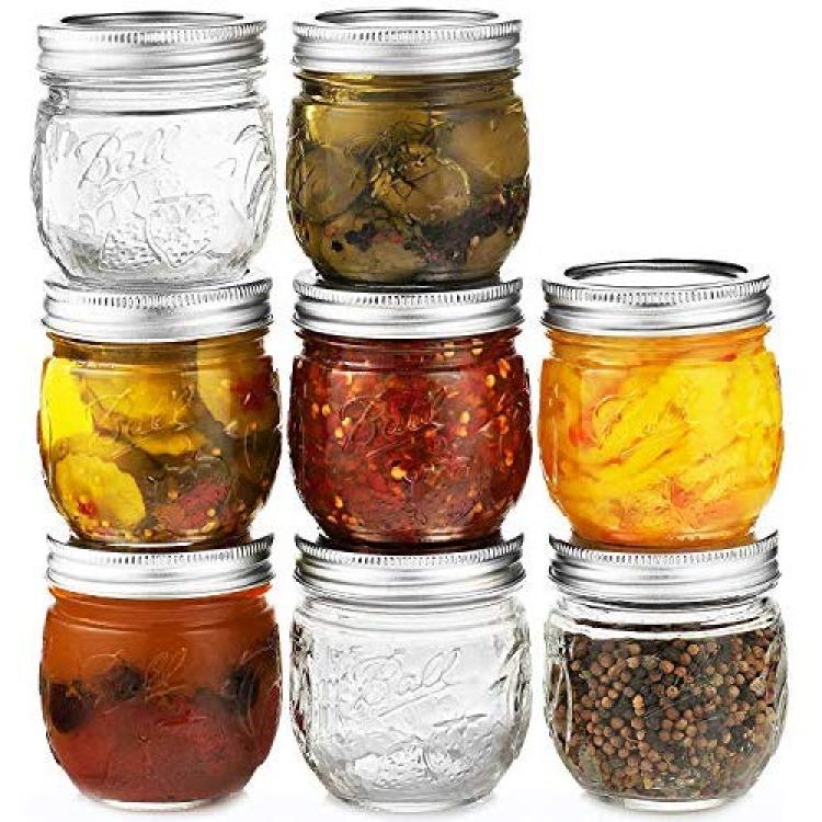 Ball Regular Mouth Mason Jars 32 oz 4 Pack With mason jar lids and Bands,  Ball mason jars 32 oz - For Canning, Fermenting, Pickling, Jar Decor -  Microwave/Freeze/Dishwasher Safe + SEWANTA