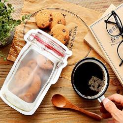 MoO1deer Storage Bags 10/12Pcs Jar Shape Zipper Bag Reusable Snack Saver Food Sandwich Storage Pouch for Home - 10pcs