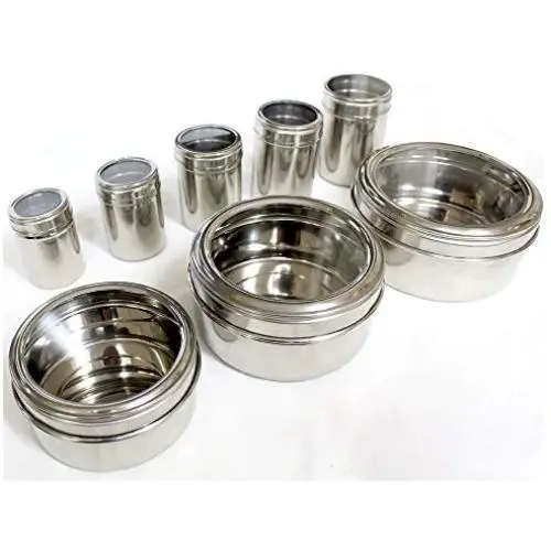 ToolUSA Toolusa Set Of 8 Piece Stainless Steel See-through Containers For Food Or General Storage: KIT-UT10 ToolUSA Toolusa Set Of 8 Piece Stainless Steel See-through Containers For Food Or General Storage: KIT-UT10
