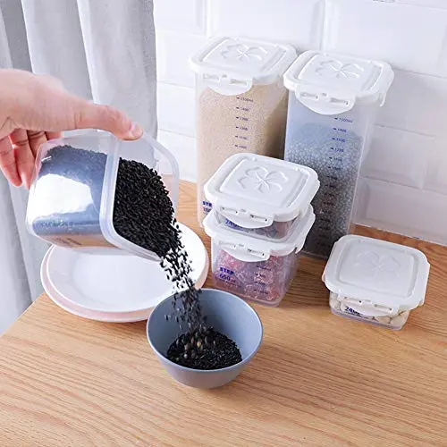 Contenants de rangement re2chiOngs avec couvercles, boîte de rangement, pot à grains gradué, joint de pot à épices pour conserve, cuisine, noix séchées, épices, 240ml Contenants de rangement re2chiOngs avec couvercles, boîte de rangement, pot à grains gradué, joint de pot à épices pour conserve, cuisine, noix séchées, épices, 240ml