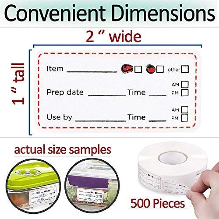 Food Labels Dissolvable by Food Safe - Leaves No Adhesive Residue Dissolves  in Water in 30 Seconds Perfect for Reusable Containers - 500 Labels Per  Roll 