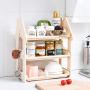 HMANE 3 Tier Spice Rack Sundries Storage Rack Plastic Storage for Spice Bottles/Jars/Seasonings/Supplies for Kitchen Cabinet Bathroom - (Nordic Beige)