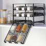 Spice Rack Organizer Kitchen Storage, Pantry Cabinet Organizer with Pull Out Spice Shelf, Holds 18 Jars