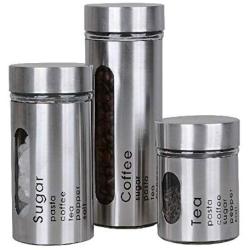 Stainless Steel Window Canister Set with Air Tight Lids,3pc