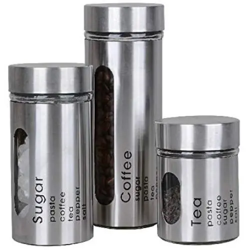 Ensemble de bocaux en acier inoxydable avec couvercles étanches, 3 pièces Ensemble de bocaux en acier inoxydable avec couvercles étanches, 3 pièces