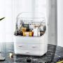 Haturi Makeup Organizer, Waterproof & Dustproof Cosmetic Organizer Box Fully Open Makeup Display Boxes ,Makeup Caddy Holder for Bathroom, Dresser, Countertop (White)
