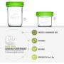 Nellam Baby Food Storage Containers - Leakproof, Airtight, Glass Jars for Freezing & Homemade Babyfood Prep - Reusable, BPA Free, Microwave & Freezer Safe (8x8oz, Green)