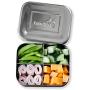 LunchBots Medium Quad Snack Container - Divided Stainless Steel Food Container - Four Sections for Finger Foods On the Go - Eco-Friendly, Dishwasher Safe - Stainless Lid - Blue Dots