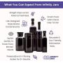 Infinity Jars Kitchen Glass Jar Variety Set: 250 ml Oil Bottle, 1 L Oil Bottle, 500 ml Long Neck Bottle, 1 L Screw Top Jar and 1 L Apothecary Jar