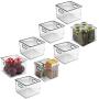 mDesign Plastic Food Storage Container Bin with Handles - for Kitchen, Pantry, Cabinet, Fridge/Freezer - Cube Organizer for Snacks, Produce, Vegetables, Pasta - BPA Free - 8 Pack, Clear