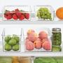 mDesign Plastic Kitchen Refrigerator Produce Storage Organizer Bin with Open Vents for Air Circulation - Food Container for Fruit, Vegetables, Lettuce, Cheese, Fresh Herbs, Snacks - M, 2 Pack - Clear