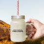 Navy Stop Wishing Start Doing Frosted Glass Mason Jar With Straw