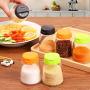 4pcs/set Double Lid Pepper Spice Shaker Glass Salt Seasoning Can Kitchen Cruet Condiment Bottle Sugar Seal Jar Container,Black 2pcs