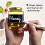 Hexagon Glass Jars - 6oz Set of 24 Glass Jars with Gold Caps with Chalkboard Labels and Marker - Perfect for Spices, Honey, Canning, Gifts and Crafts