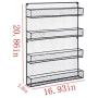 C-Easy 4 Tier Wall Mounted Spice Shelf Metal Spice Rack Organizer for Pantry Cabinet Door Spice Shelf Storage Cabinet, Kitchen Seasoning Rack, Spice Jars Bottle Holder, Black