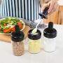 Spice Bottle Seasoning Box Kitchen Spice Storage Bottle Jars Transparent Glass Seasoning Pot Condiment Storage with Spoon,F