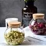 500 Ml (17 Fl Oz) Round Clear Glass Favor Jar Food Storage Container with Cork Lid Perfect for Cookie Candy Spice Tea Cereal Storage