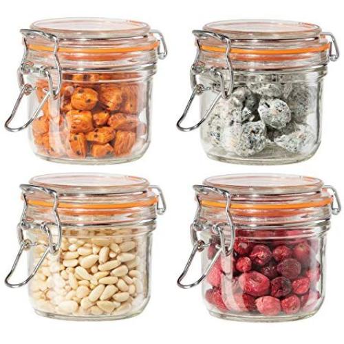 Oggi 4 Piece Airtight Glass Canister Set with Clamp Lids and Silicone Gaskets 200ml